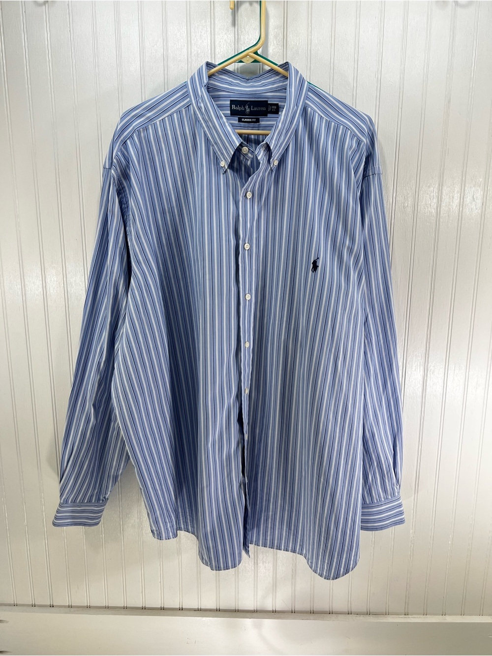 Polo Ralph Lauren Men 3XL Big Classic Fit Blue Striped Oxford Shirt